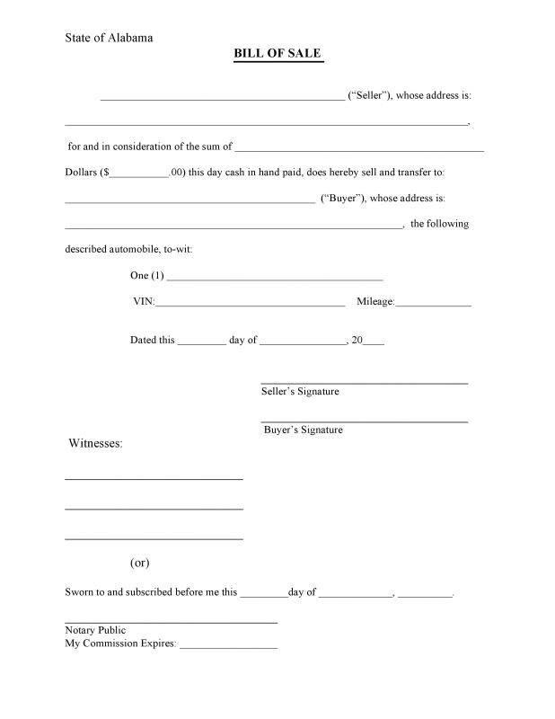 bill of sale form pdf