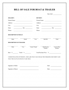 bill of sale form pdf boat trailer bill of sale form