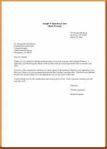 bill of sale format declining a position letter rejection letter declining a job offer sample