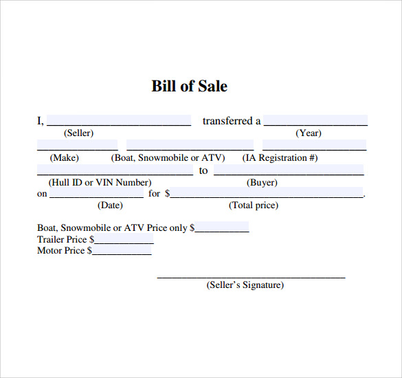 bill of sale template word