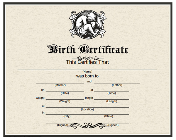 birth certificate template