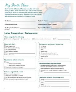 birth plan pdf baby birth plan template