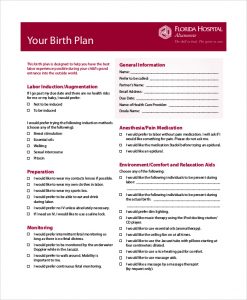 birth plan samples hospital birth plan sample