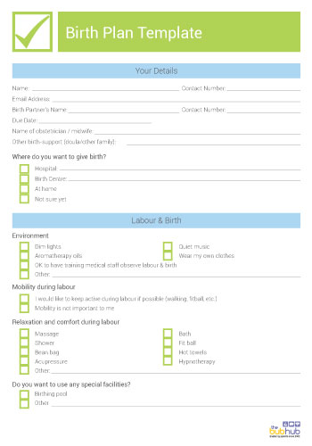 Birthing Plan Template | Template Business