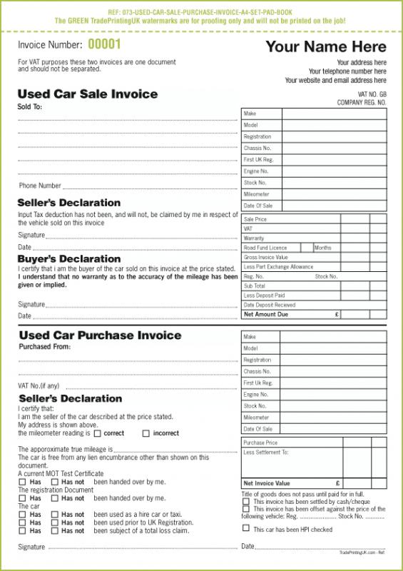 blank auto bill of sale