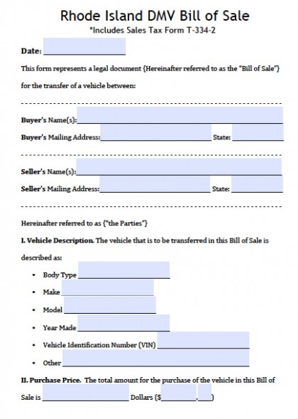 blank auto bill of sale