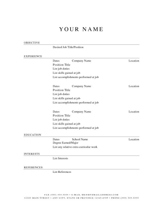 blank basic resume templates