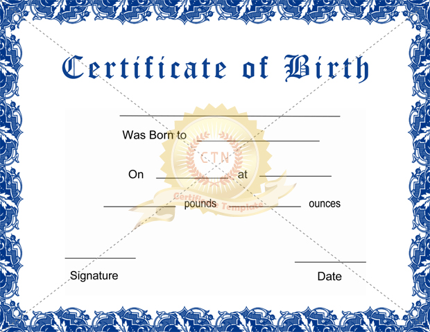 blank birth certificate