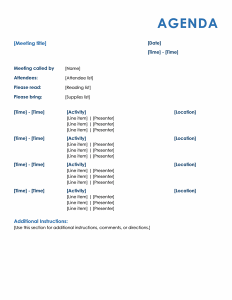 blank business plan template word uncategorized nice formal meeting agenda template example with title and attendees and additional instructions