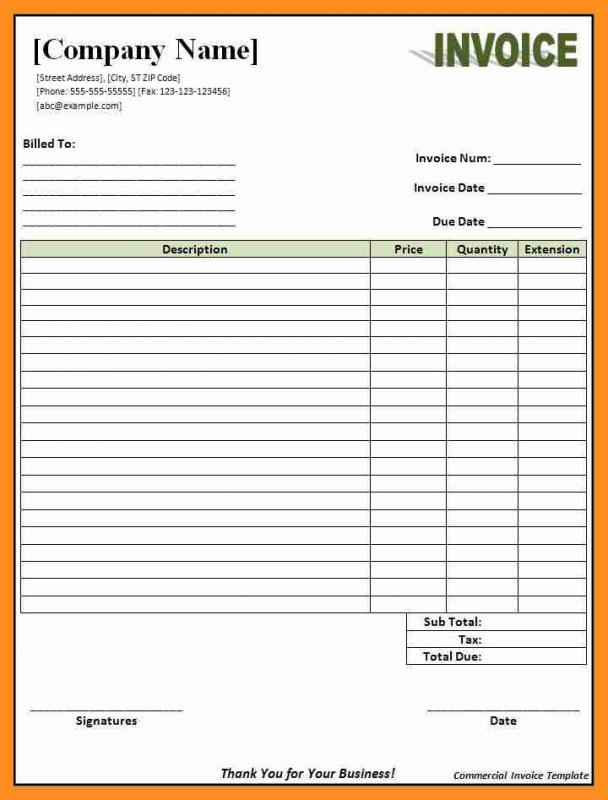 blank commercial invoice