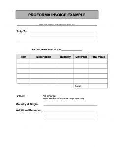 blank commercial invoice proforma invoice template example l