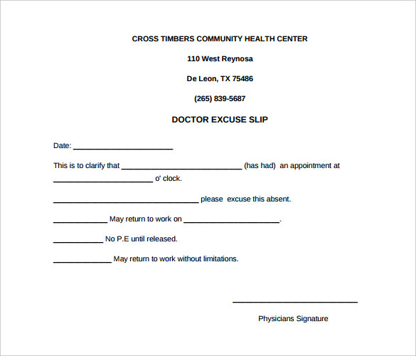 blank doctors note