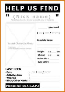 blank flyer templates missing person template ca z