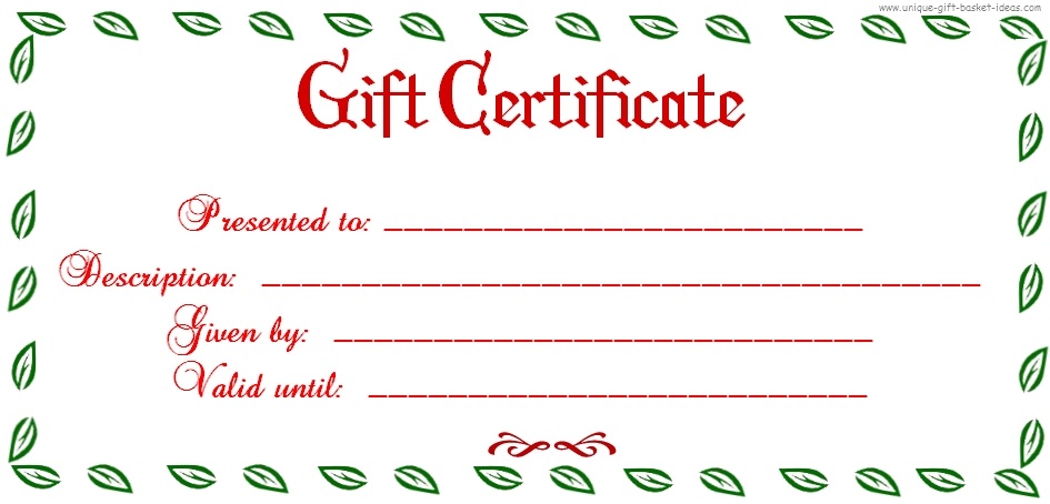 Free Blank Printable Gift Certificates