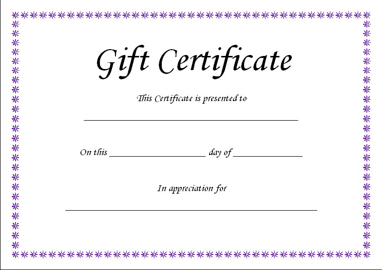 Blank Gift Certificate Template Business