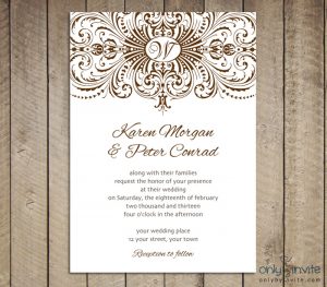 blank invitation templates calligraphic lace free printable wedding invitation preview