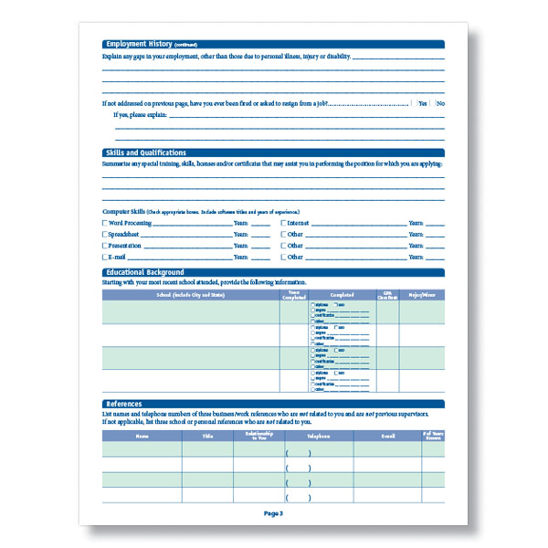 blank job application