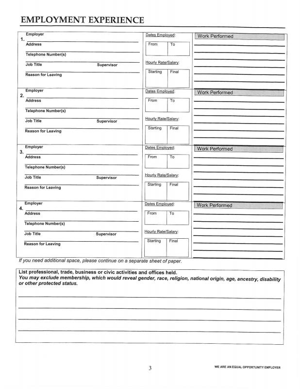 blank job application
