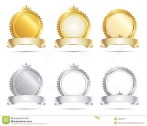 blank label template approval seal gold silver set