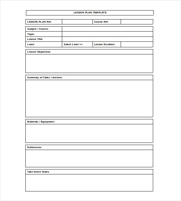 Blank Lesson Plan Template Template Business