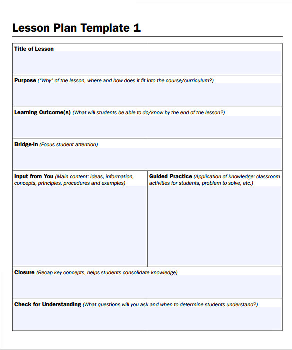 blank lesson plan template