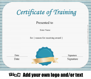 blank logo templates certificate of training