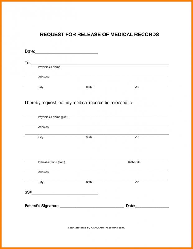 Blank Medical Records Release Form