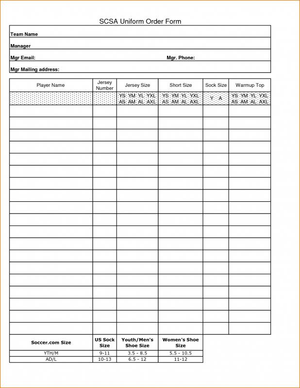 blank order form template business