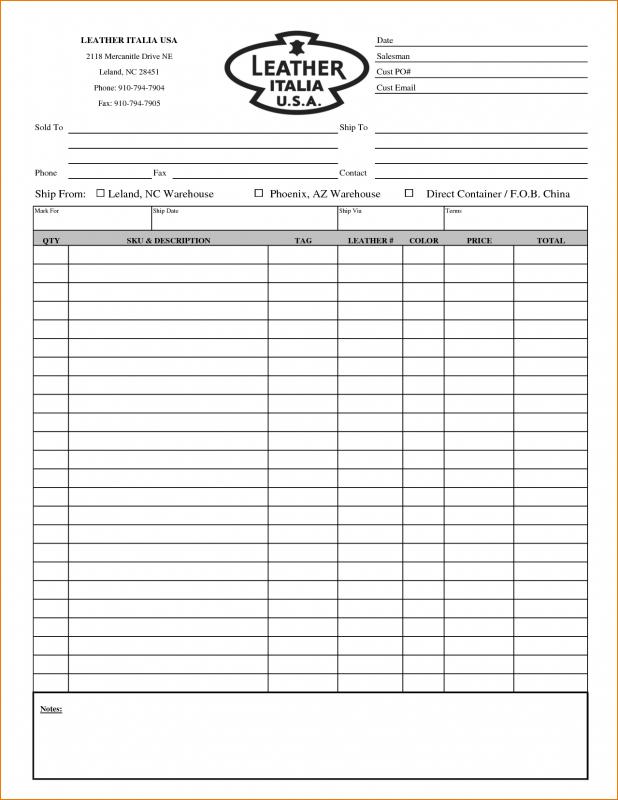 blank order form