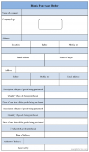 blank order form blank purchase order form