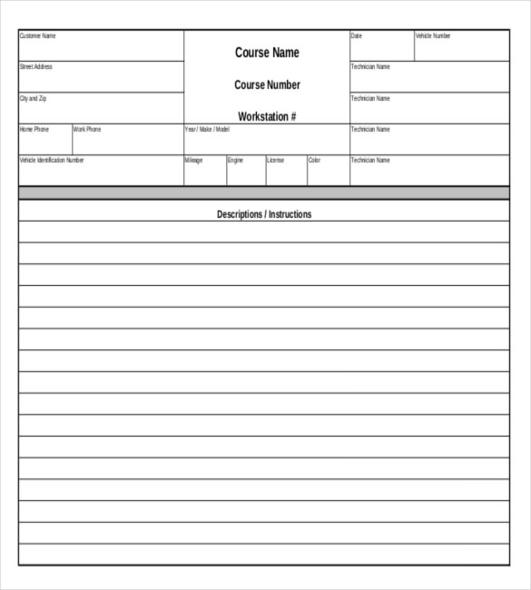 blank order form