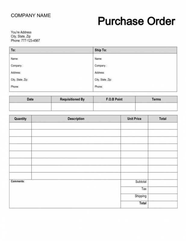 blank order form