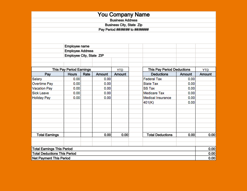 Blank Pay Stub Template Business