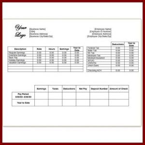 blank pay stub self employment pay stub