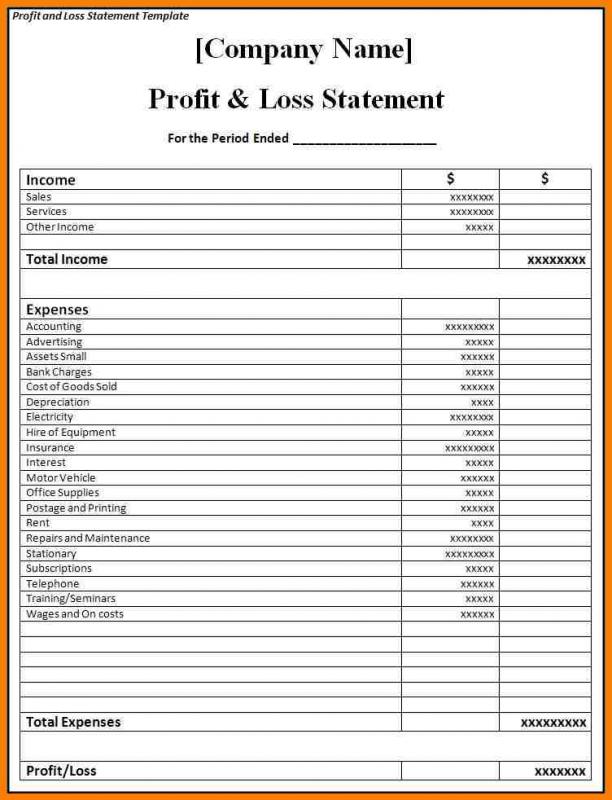 blank profit and loss statement pdf