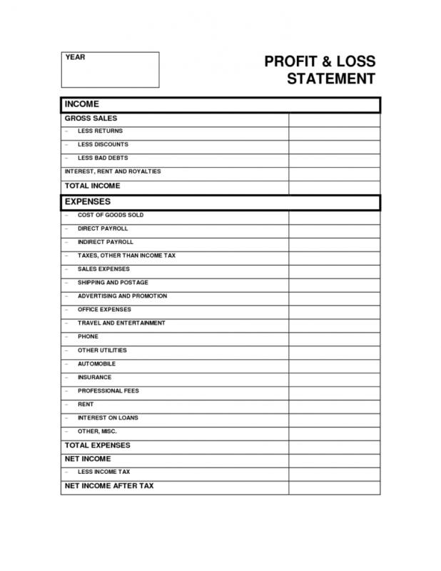 blank profit and loss statement pdf