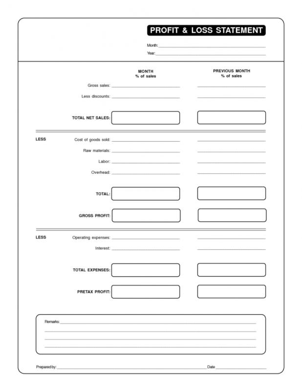 blank profit and loss statement pdf