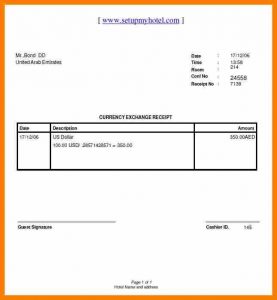 blank receipt form hotel receipt form currency exchnage receipt