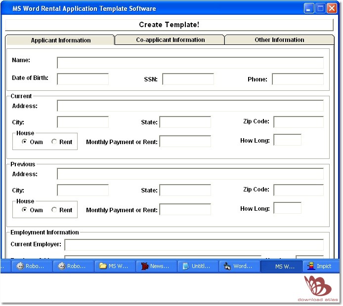 blank rental application