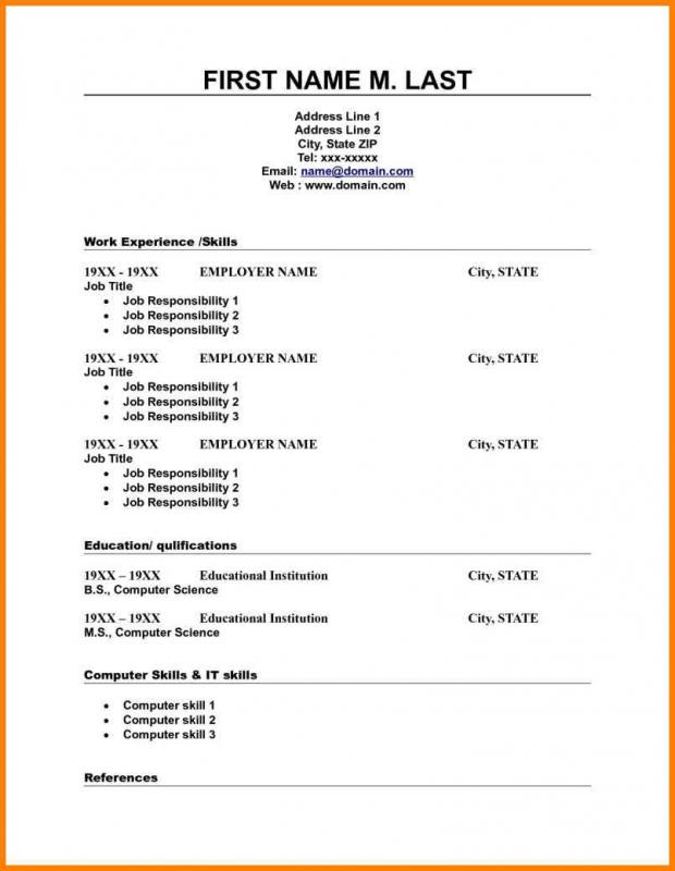 blank resume form