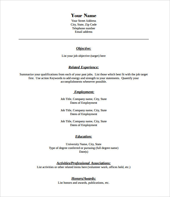 blank resume form