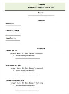 blank resume template high school blank student resume template