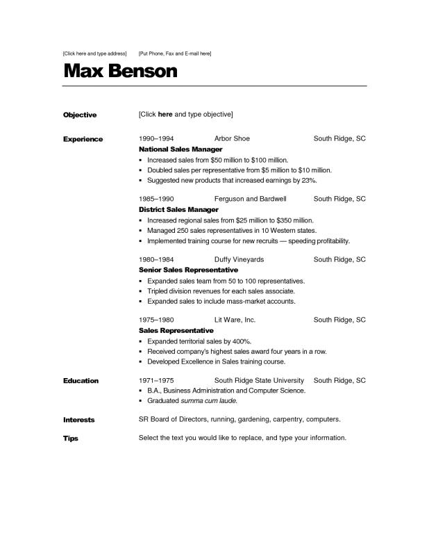 Blank Resume Templates For Microsoft Word Template Business