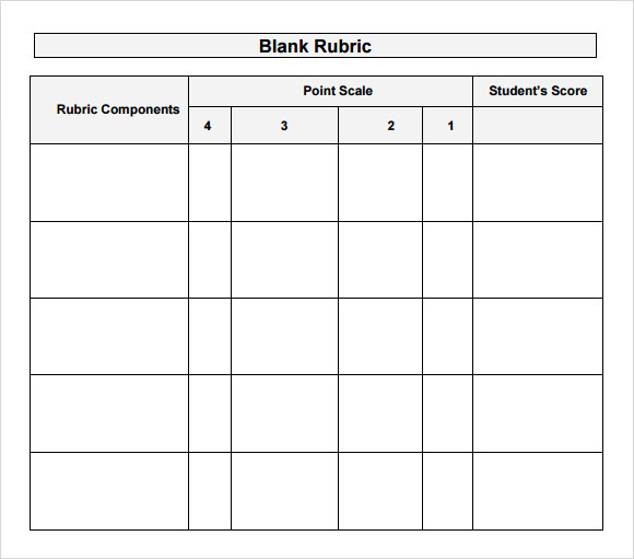 blank rubric template