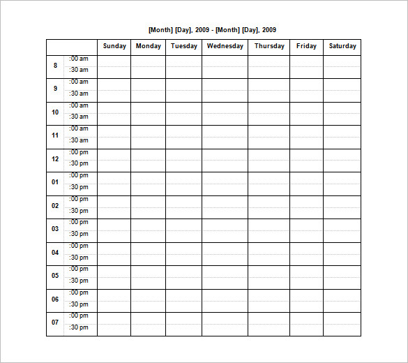 blank schedule template