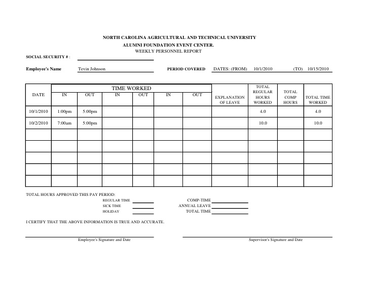 blank time sheets