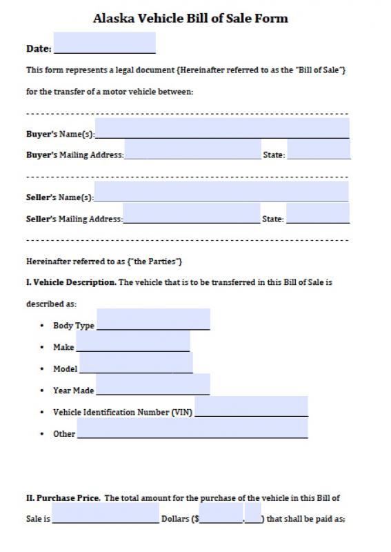 blank vehicle bill of sale