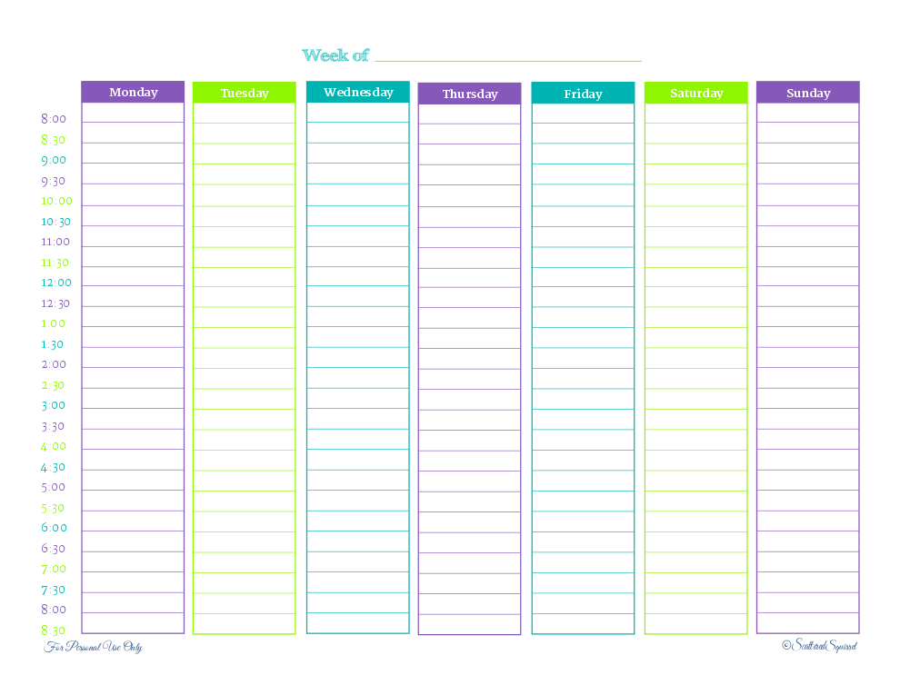 blank work schedule