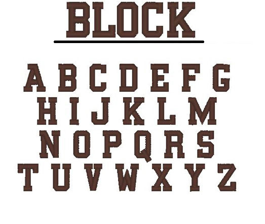 names of block letter font