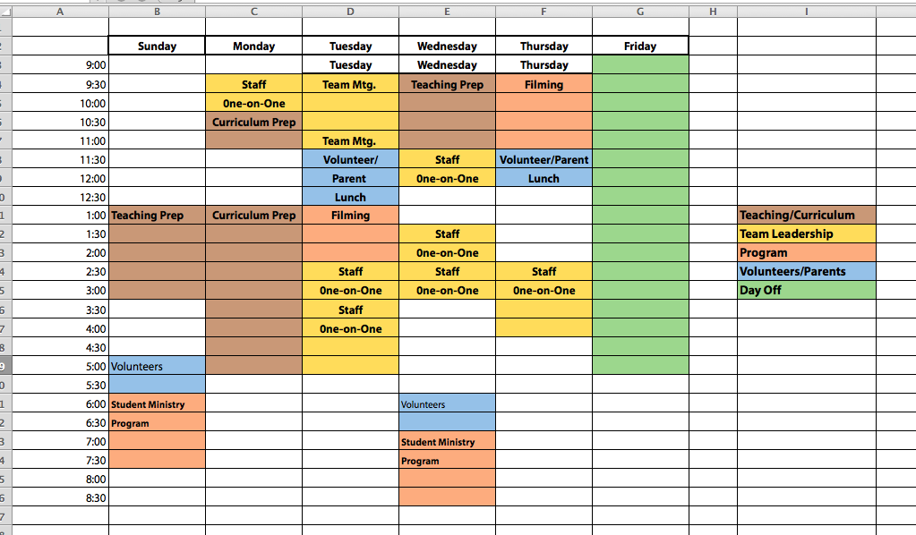 block schedule template